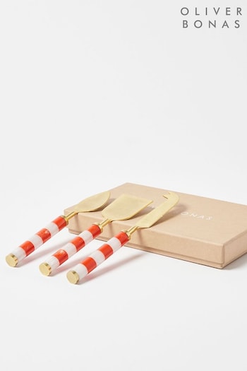 Oliver Bonas Orange Candy Stripe Cheese Knives (A64249) | £27.50