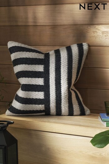 Black/White Monochrome Stripe Indoor/Outdoor Cushion (A64355) | £22