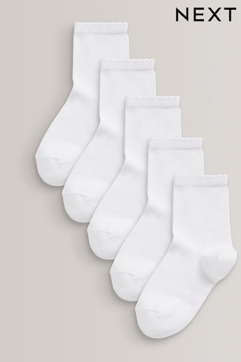 White 5 Pack Cotton Rich School Ankle Socks (A64391) | £5 - £7
