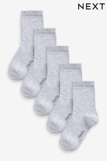 Grey 5 Pack Cotton Rich School Ankle Socks (A64392) | £6 - £7