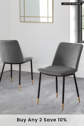Julian Bowen Set of 2 Grey Delaunay Dining Chairs (A64421) | £210