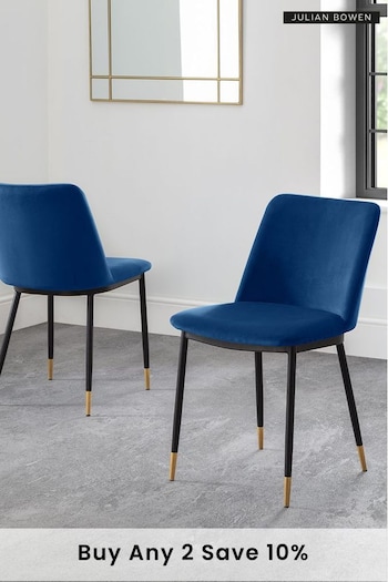 Julian Bowen Set of 2 Blue Delaunay Dining Chairs (A64422) | £210