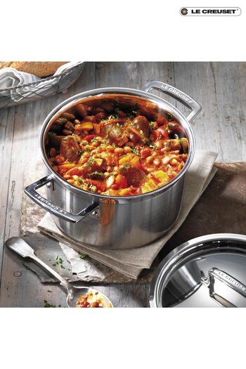 Le Creuset Silver 3 Ply Stainless Steel 20cm Deep Casserole (A64474) | £124