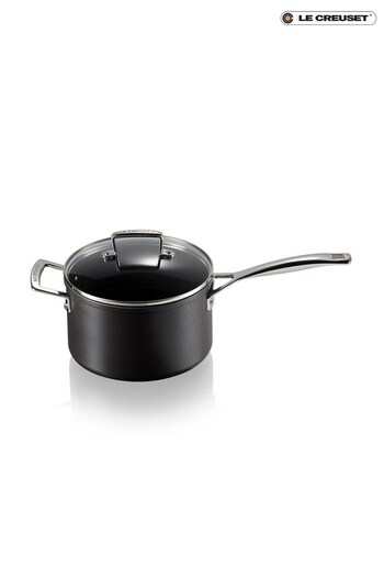 Le Creuset Black Toughened Non Stick Saucepan with Glass Lid 20cm (A64487) | £127