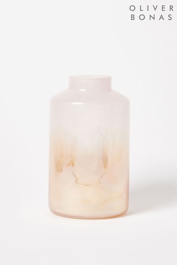 Oliver Bonas Pink Peonia Lustre Pink & Orange Glass Vase (A64700) | £29.50