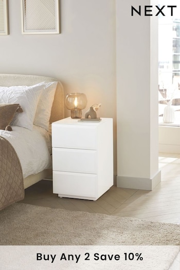 White Sloane Glass 3 Drawer Collection Luxe Chest of Drawers (A64813) | £599