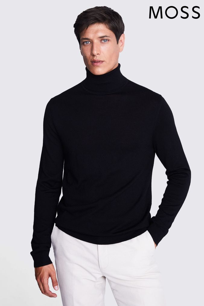 Thin black top polo neck jumper