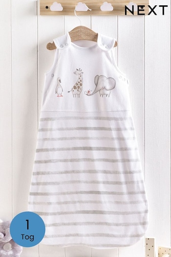 Grey Baby Animals Baby 100% Cotton 1 Tog Sleep Bag (A65153) | £26 - £30