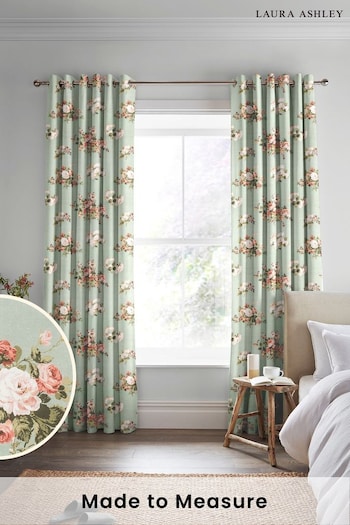 Laura Ashley Sage Green Rosemore Made To Measure Curtains (A65533) | £91
