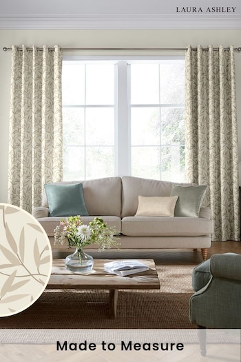 Laura Ashley Natural Willow Leaf Made To Measure Curtains (A65539) | £91