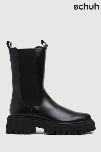 Schuh Black Daphne Leather Calf Boots (A65981) | £90