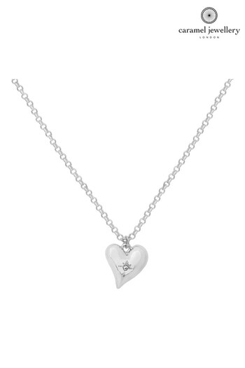 Caramel Jewellery London Silver Tone Heart Charm Necklace (A66334) | £12