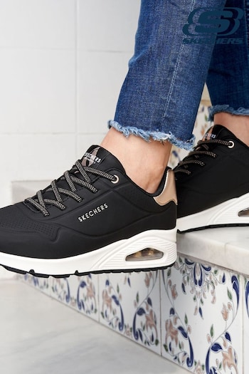 Skechers Dlites Black Uno Shimmer Away Womens Trainers (A67018) | £77