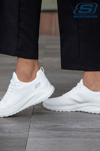 Skechers Ecru White Wide Fit Valmentajats Bobs Squad Chaos Face Off Trainers (A67048) | £57