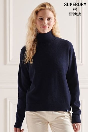 Superdry Blue Lambswool Roll Neck Jumper (A67147) | £55