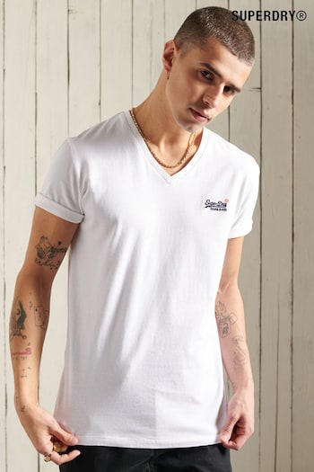 Superdry White Label Vintage Embroidery V-Neck T-Shirt (A67165) | £18
