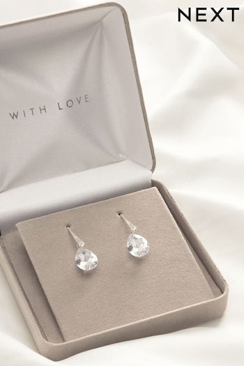Silver Plated Bridal Premium Diamanté Drop Earrings (A67796) | £18