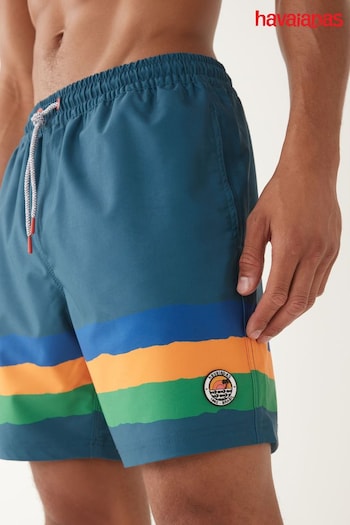Havaianas Mid Blue Brasil Tech Eco Board Shorts contrasting-stitch (A67834) | £55