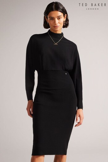 Ted Baker Alice Cocoon Black Midi Dress (A67873) | £165