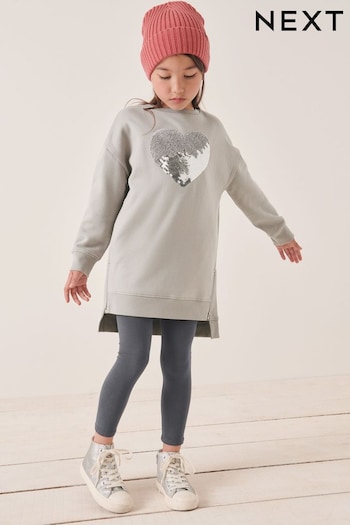 Silver Jumper Dress front And Leggings Set (3-16yrs) (A68144) | £22 - £28