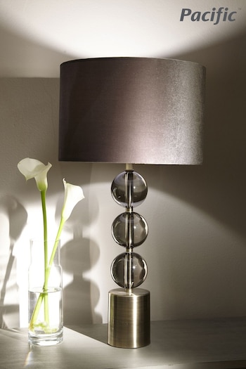 Pacific Grey Harris Tall Antique Brass and Smoke Glass Table Lamp (A68386) | £150