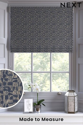 Navy Geo Texture Made To Measure Roman Blinds (A68559) | £42