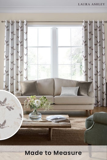 Laura Ashley Grey Animalia Embroidered Made To Measure Curtains (A70086) | £128