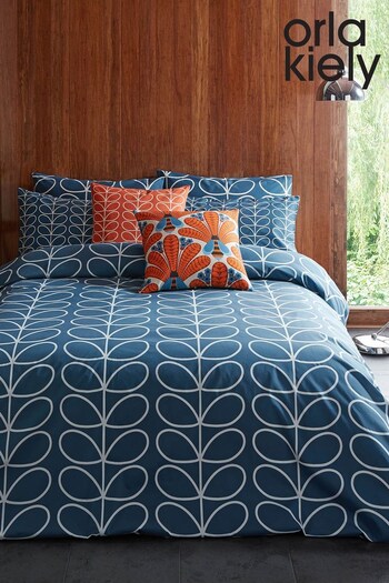 Orla Kiely Blue Linear Stem Duvet Cover and Pillowcase Set (A70318) | £55 - £98