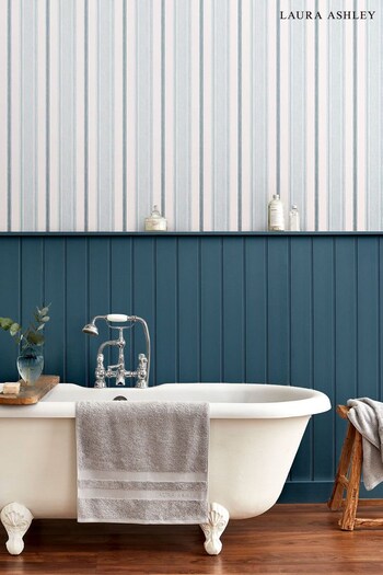 Laura Ashley Seaspray Blue Heacham Stripe Wallpaper (A70327) | £46