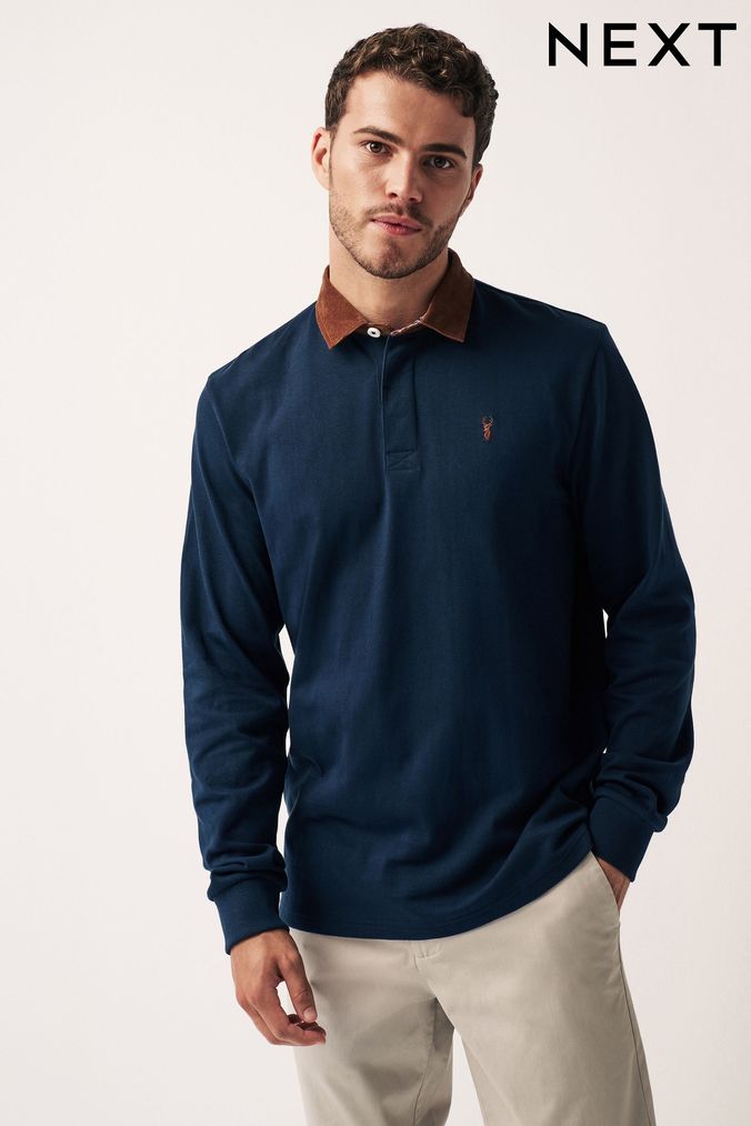 Navy Blue Long Sleeve Rugby Shirt (A70429) | £28