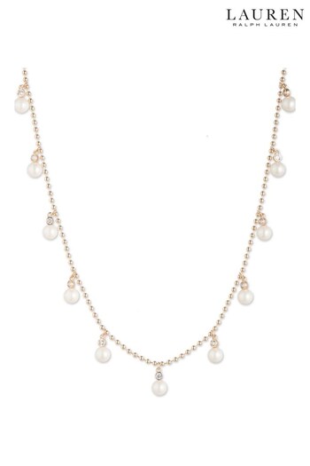 Lauren Ralph Lauren 18" Pearl and Gold Collar Necklace (A70439) | £75