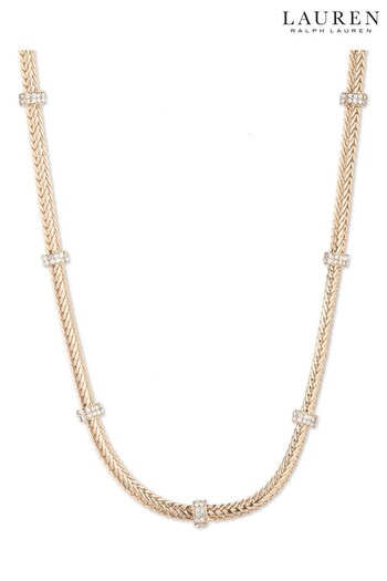 Lauren Ralph Lauren 16" Pave Roundell Collar Necklace With Crystals in Gold (A70462) | £85
