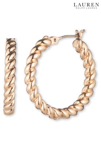 Lauren Ralph Lauren 25mm Gold Rope Hoop Earrings (A70469) | £50
