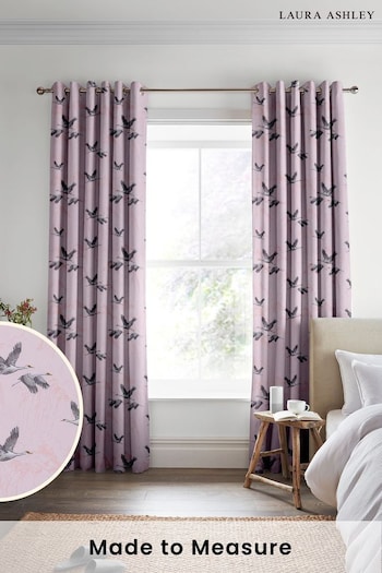 Laura Ashley Blush Pink Animalia Embroidered Made To Measure Curtains (A70528) | £128