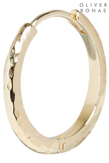 Oliver Bonas Gold Coloured Sami Textured Large Hoop Earrings (A71266) | £38