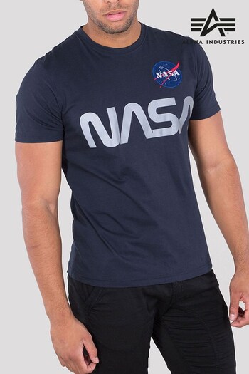 Alpha Industries Blue NASA Reflective T-Shirt (A71373) | £40