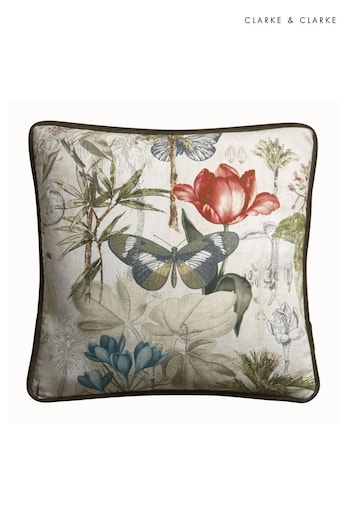Clarke & Clarke White Botany Tropical Cushion (A71600) | £14