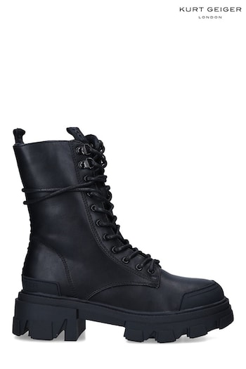 KG Kurt Geiger Black Vegan Trekker Lace Up Boots (A71644) | £189