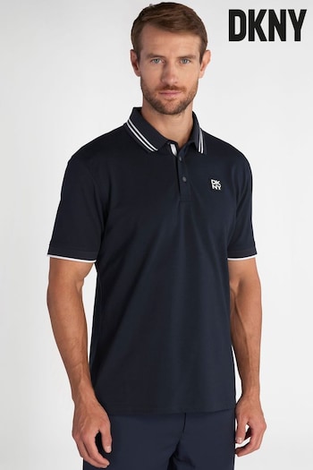 DKNY Sports Mens Blue Spike Pique Polo Shirt (A72592) | £35