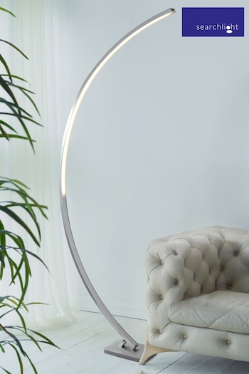 Searchlight Satin Silver Kieve LED Curved Floor Lamp (A72820) | £165