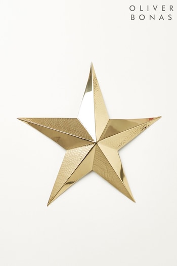 Oliver Bonas Gold Hammered Metal Star (A72844) | £39.50