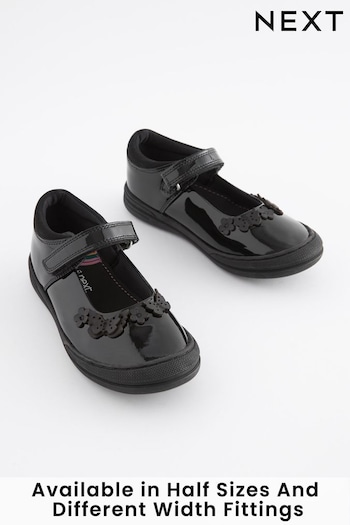 Black Butterfly Detail Standard Fit (F) Junior Leather School Mary Jane Shoes (A73336) | £30 - £36