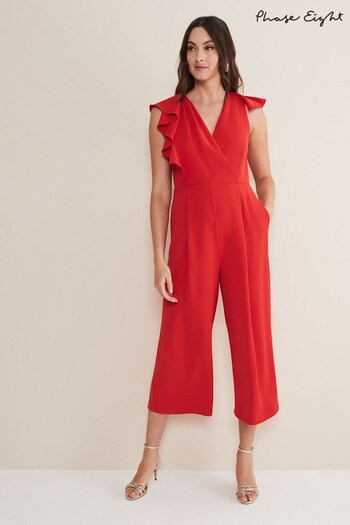 Phase Eight Red Nicky Ruffle Jumpsuit (A73681) | £139