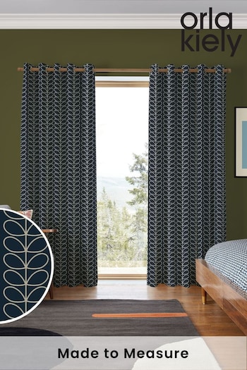 Orla Kiely Navy Whale Linear Made To Measure Curtains (A73715) | £91
