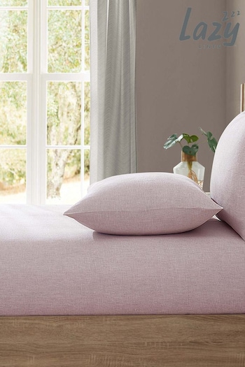 Lazy Linen Pink 100% Washed Linen Fitted Sheet (A73759) | £65 - £95