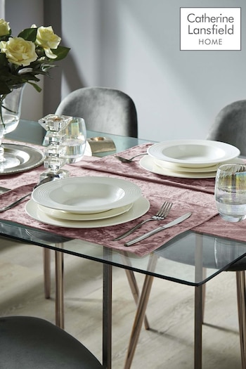 Catherine Lansfield Set of 2 Pink Crushed Velvet Placemats (A74031) | £10