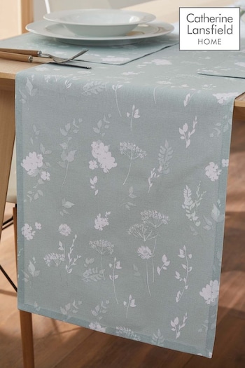 Catherine Lansfield Green Green Meadowsweet Floral Table Runner (A74037) | £10