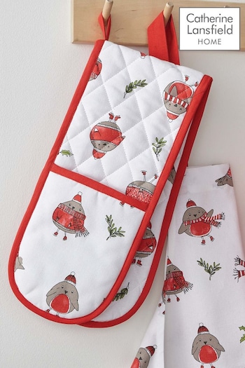 Catherine Lansfield Red Red Christmas Robins Double Oven Gloves (A74039) | £10