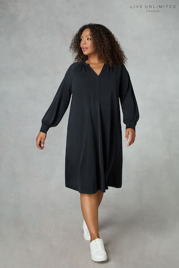 Live Unlimited  Modal Jersey Swing Black Dress (A74339) | £69
