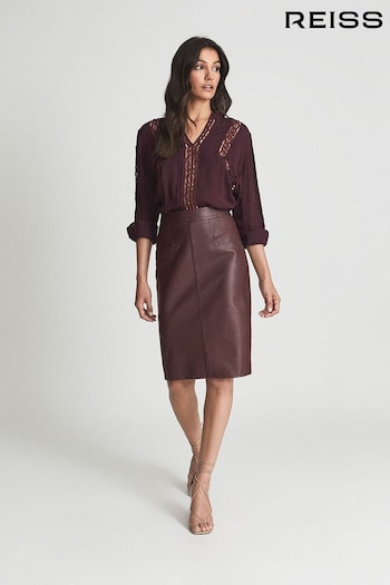 Reiss Berry Reagan Leather Pencil Skirt (A74982) | £225